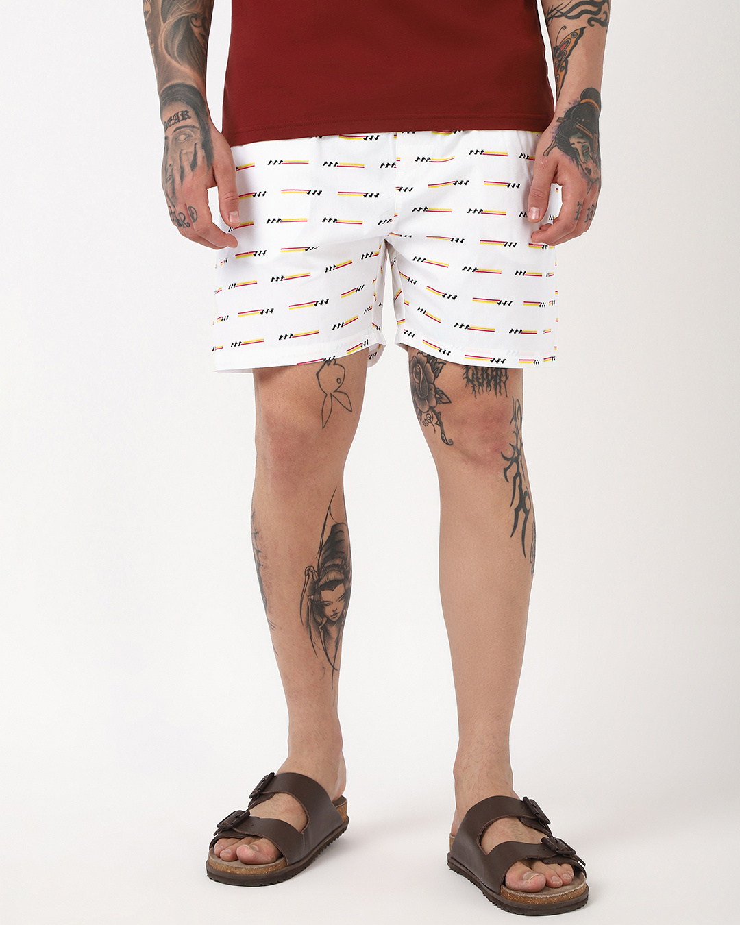 Shop Men's White All Over Printed Boxers-Back