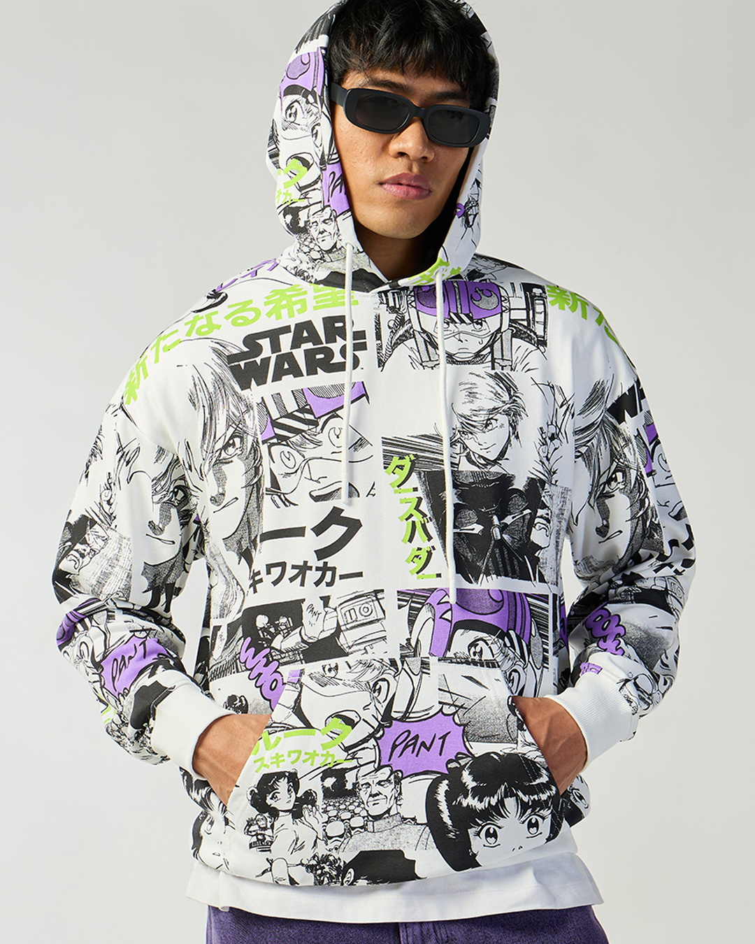 Men White PACIFIC Oversized Hoodie