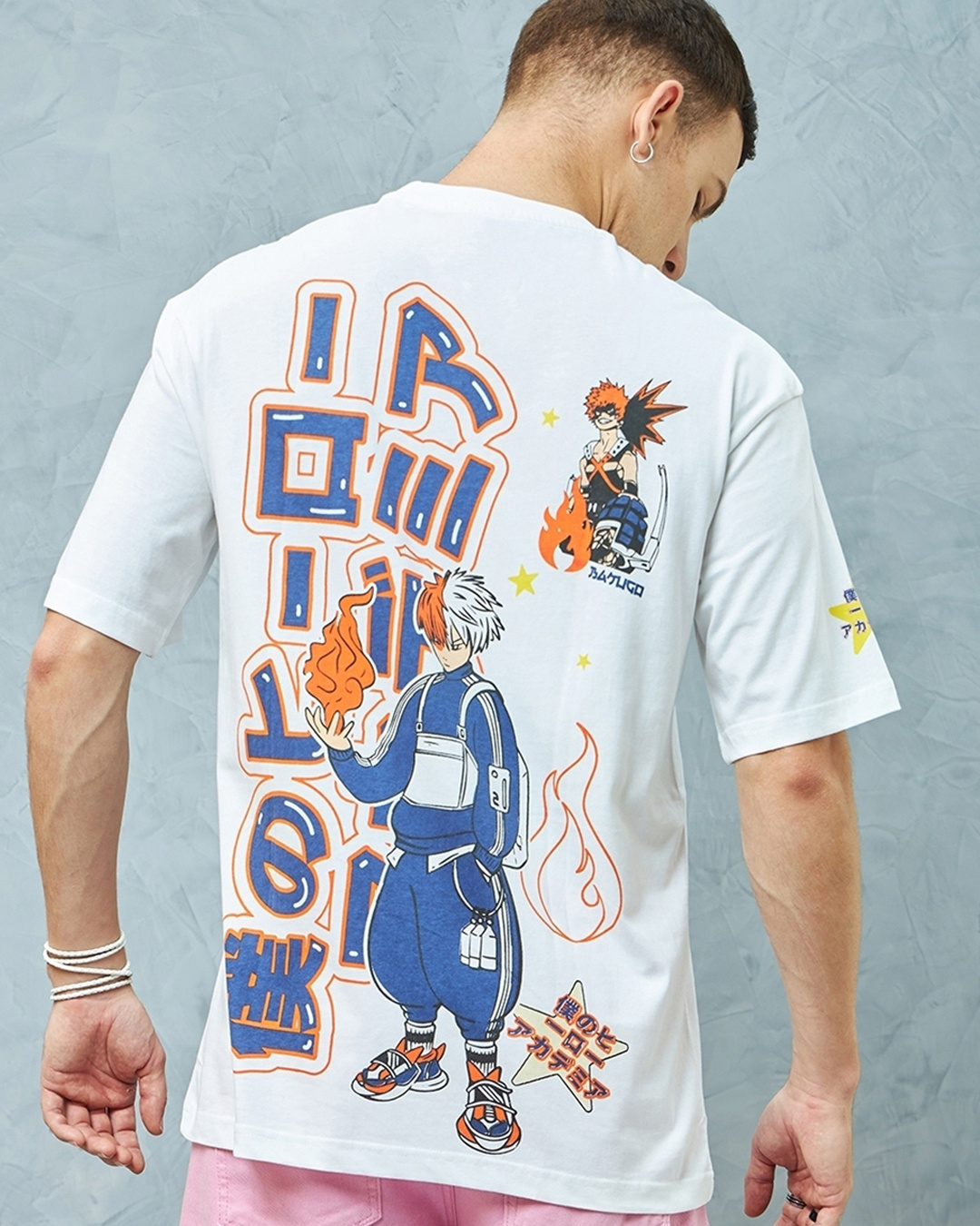 Oversized T-Shirt with Lip Print Design - White main image 1
