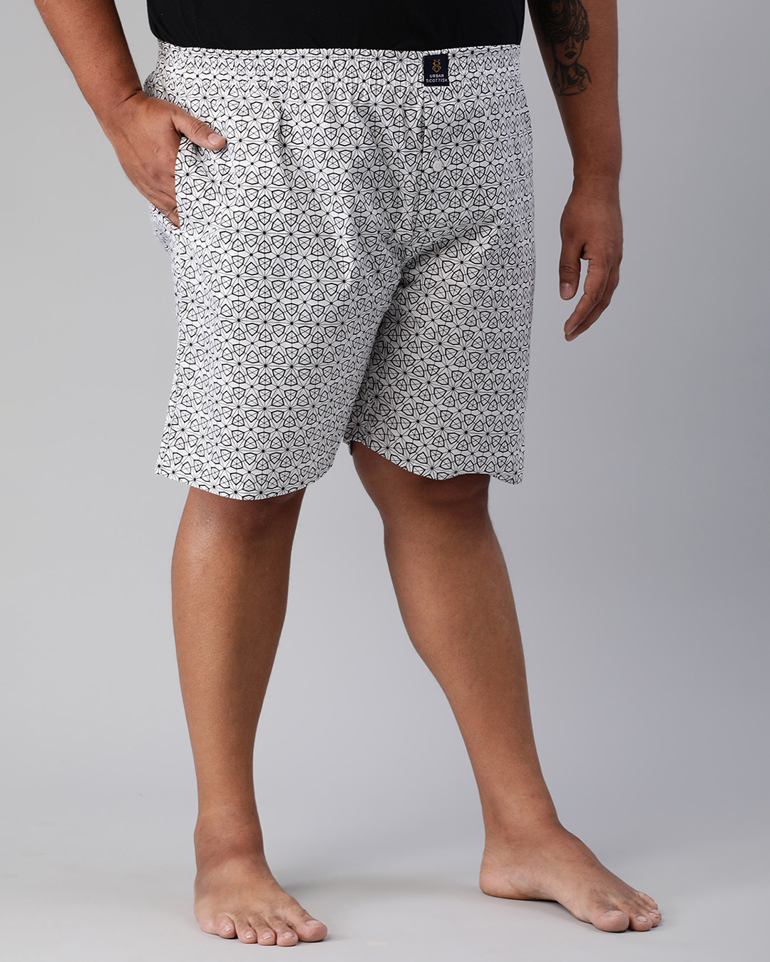 Shop Men's White All Over Printed Plus Size Boxers-Back
