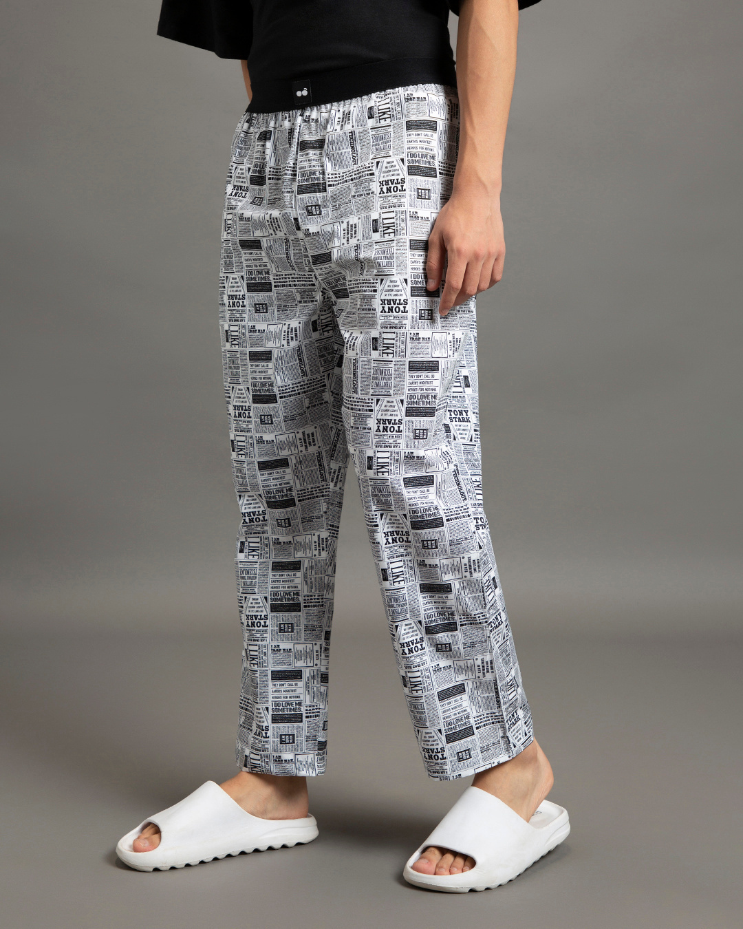 Shop Men's White All Over Printed Pyjamas-Back