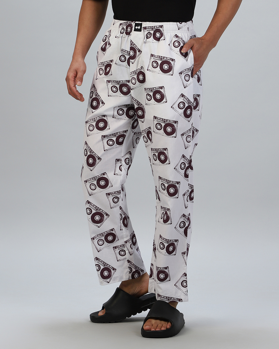 Shop Men's White All Over Printed Pyjamas-Back