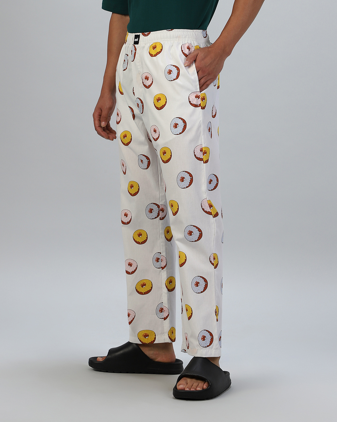 Shop Men's White All Over Printed Pyjamas-Back