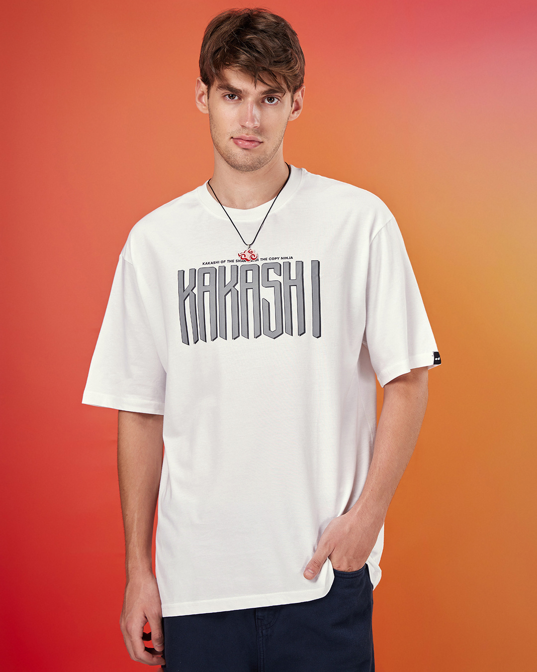 Shop Men's White Anbu Black Ops Graphic Printed Oversized T-shirt-Back