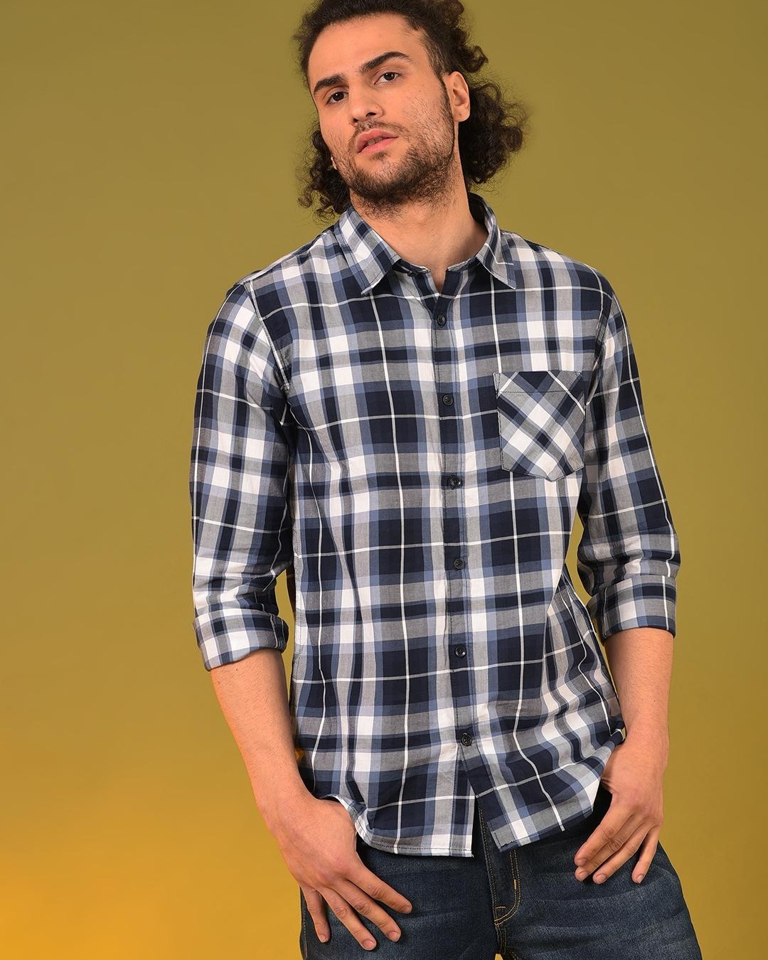 Buy Men's White and Black Checked Shirt Online at Bewakoof