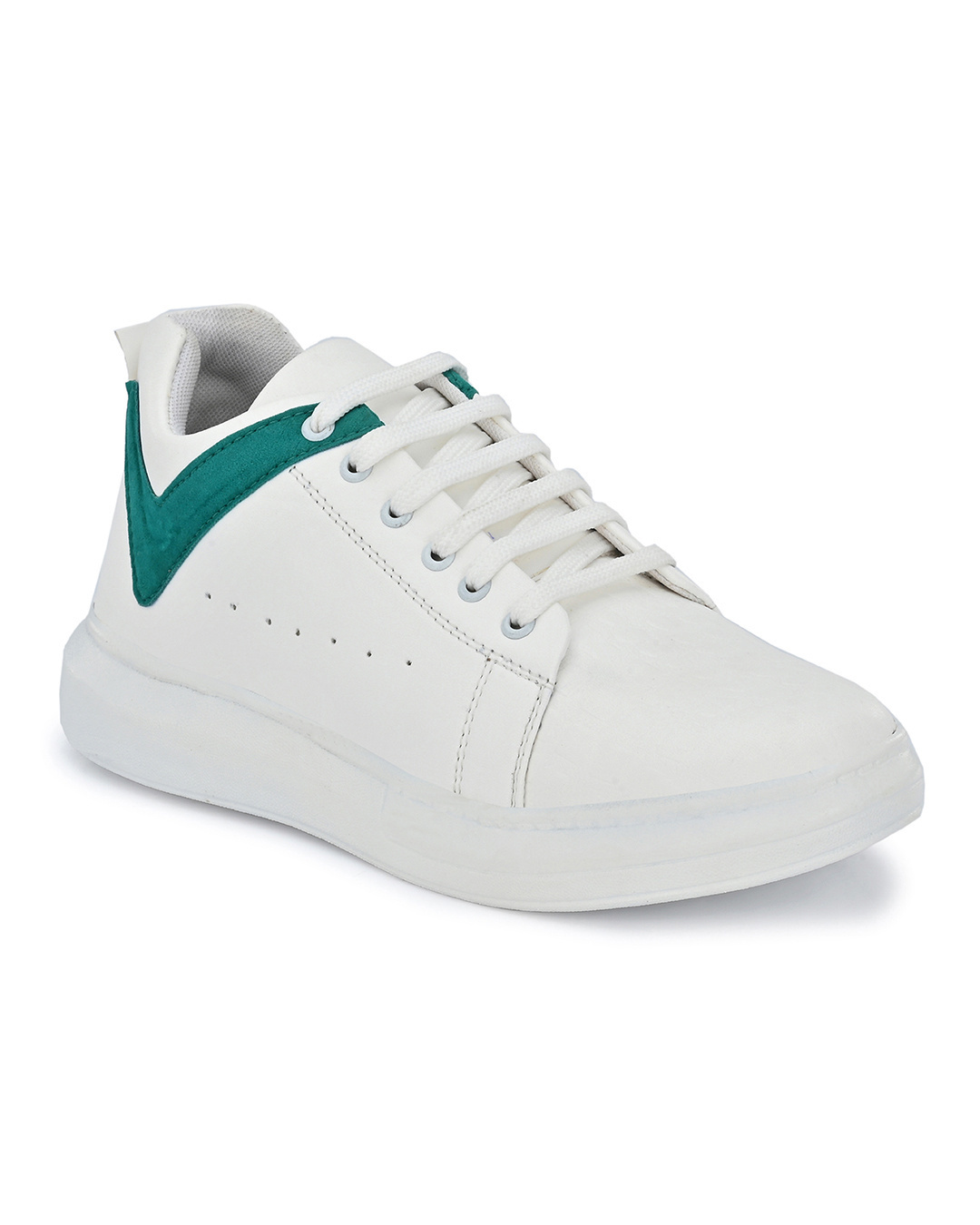 Shop Men's White and Green Designer Sneakers-Back