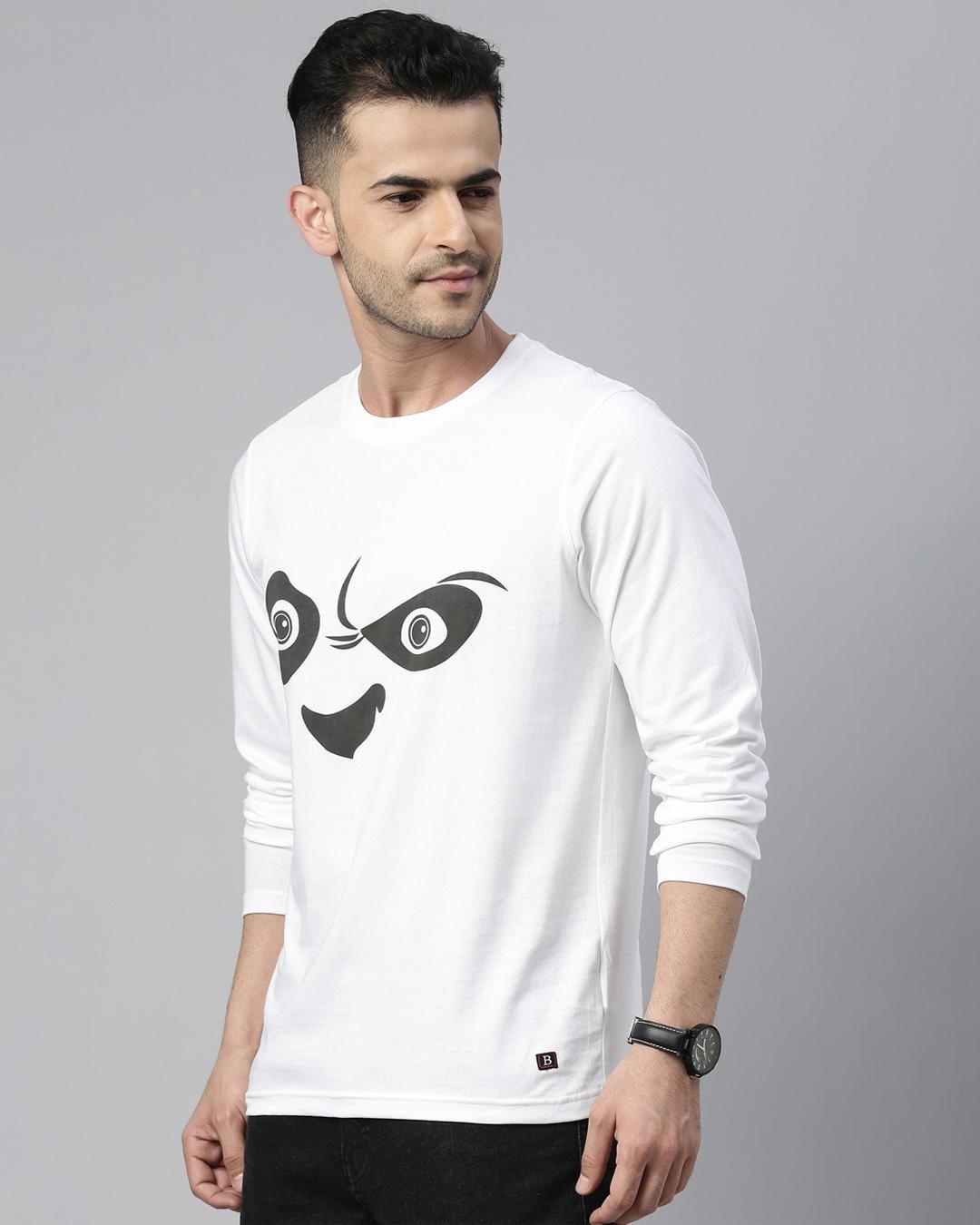 Shop Men's White Angry Panda Graphic Printed T-shirt-Back