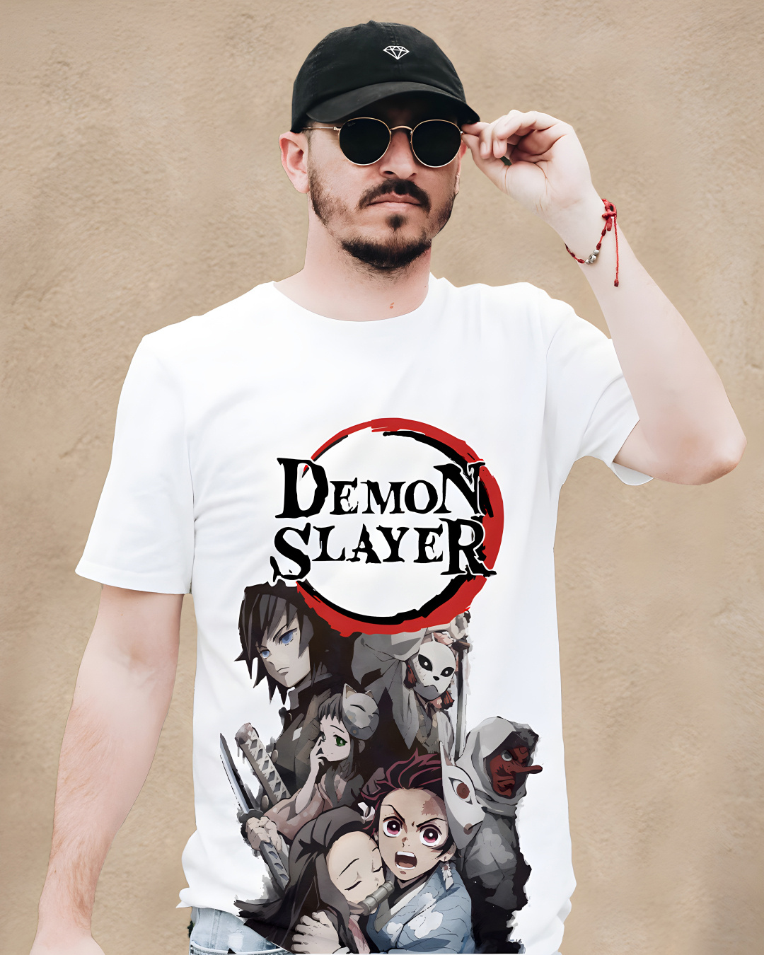Buy Men's White Anime Demon Slayer Graphic Printed Cotton Tshirt