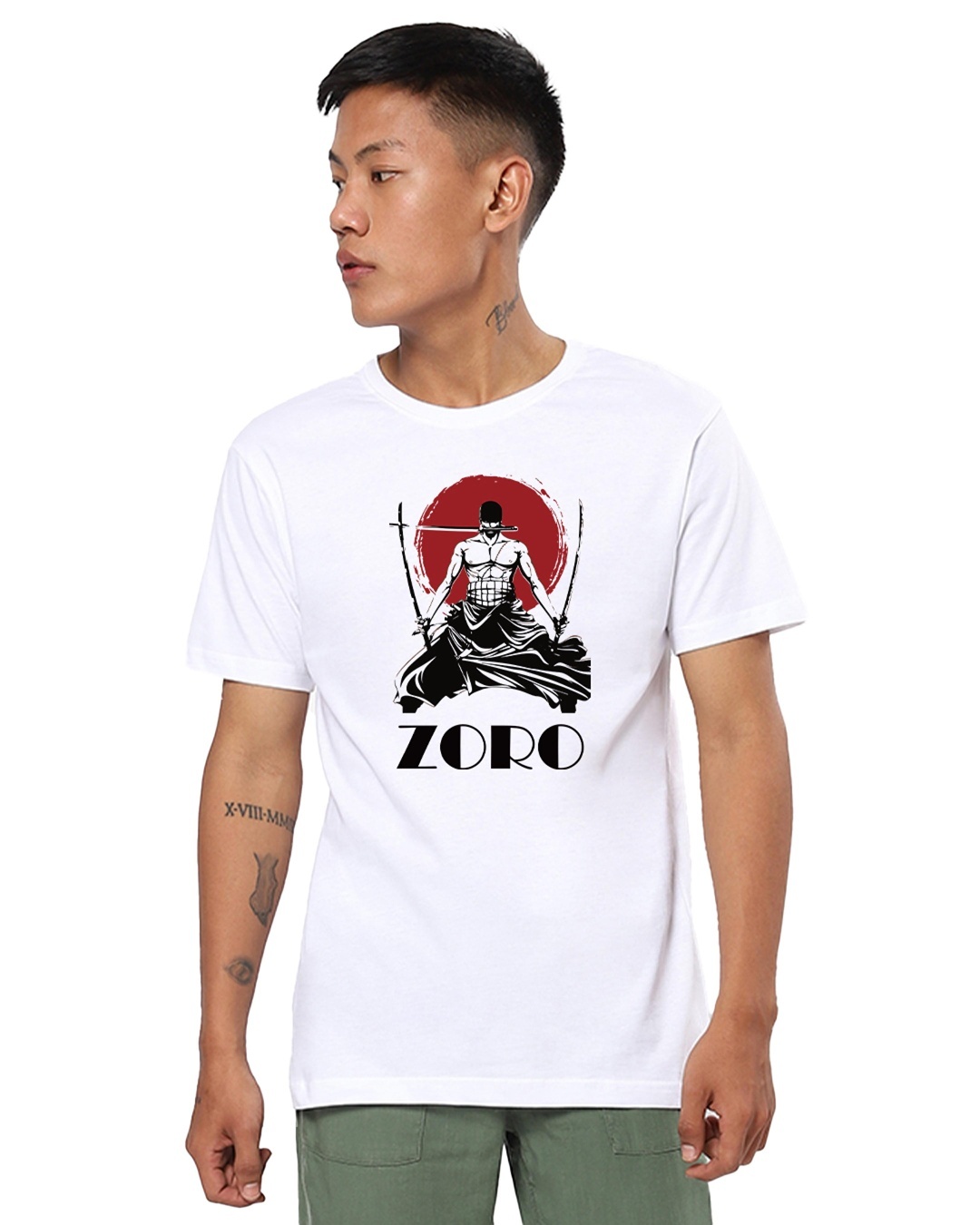 Buy Mens White Anime Zoro Graphic Printed T Shirt Online At Bewakoof 