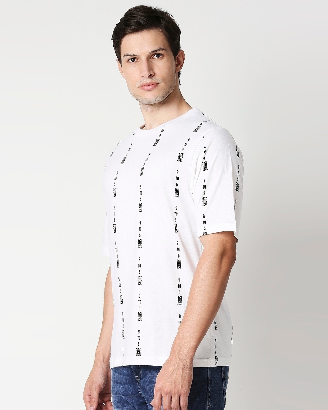 Shop Men's White AOP Oversized T-shirt-Back