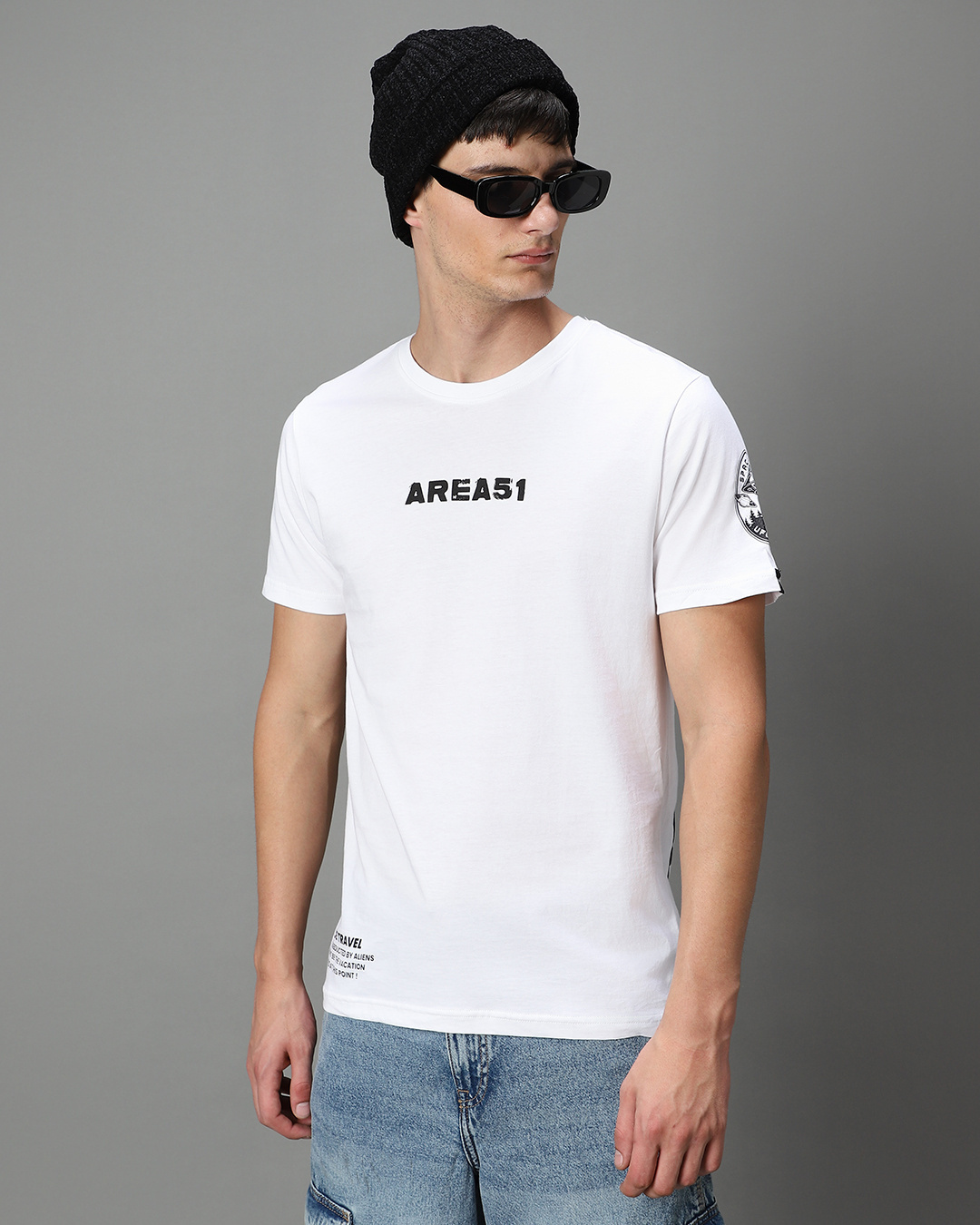 Shop Men's White Area 51 Graphic Printed T-shirt-Back