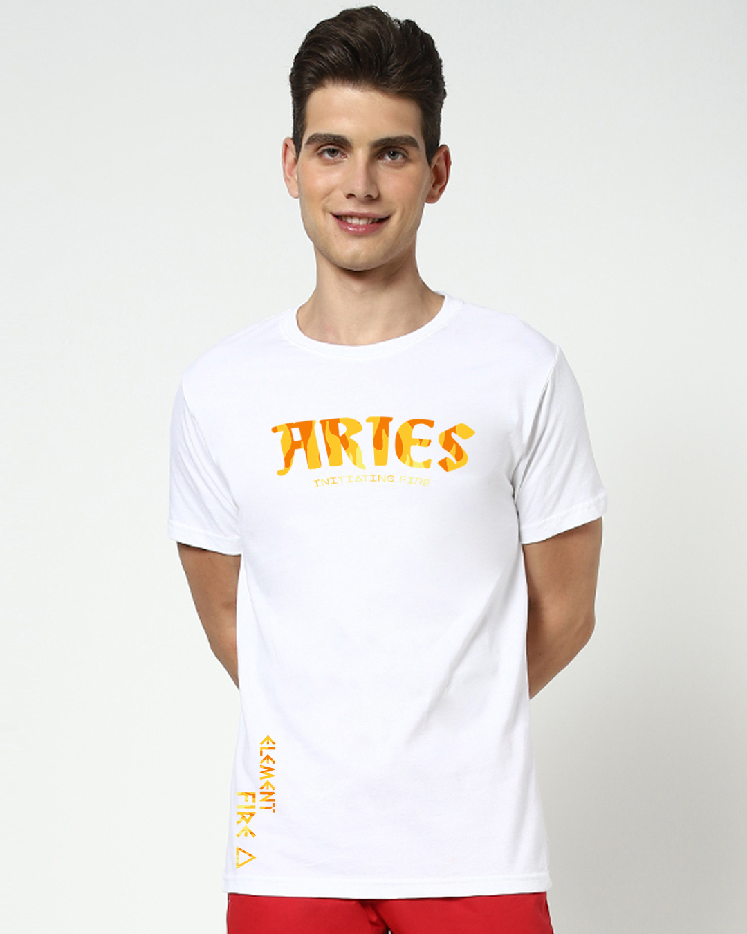 Shop Men's White Aries T-shirt-Back