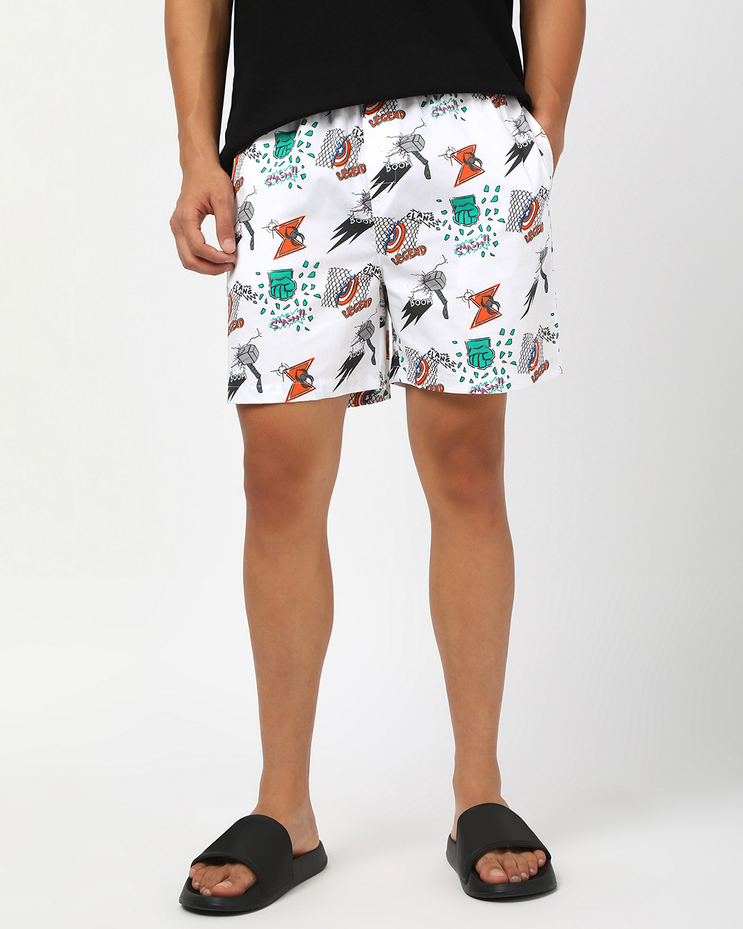 Shop Men's White Avengers All Over Printed Boxers-Back
