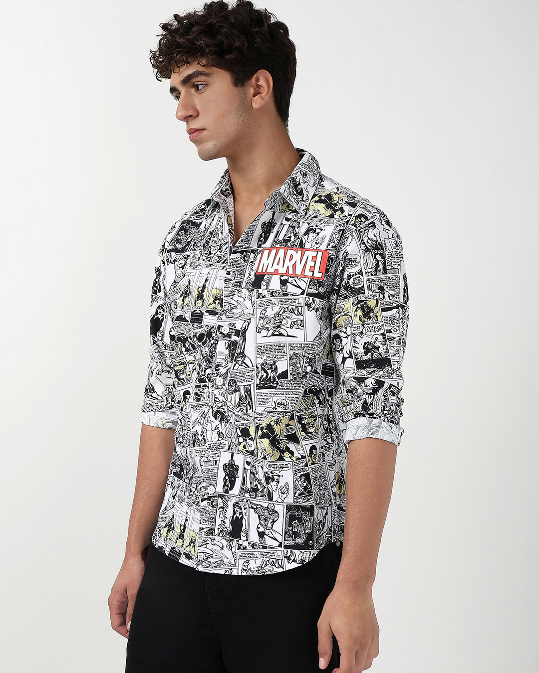 Shop Men's White Avengers All Over Printed Shirt-Back