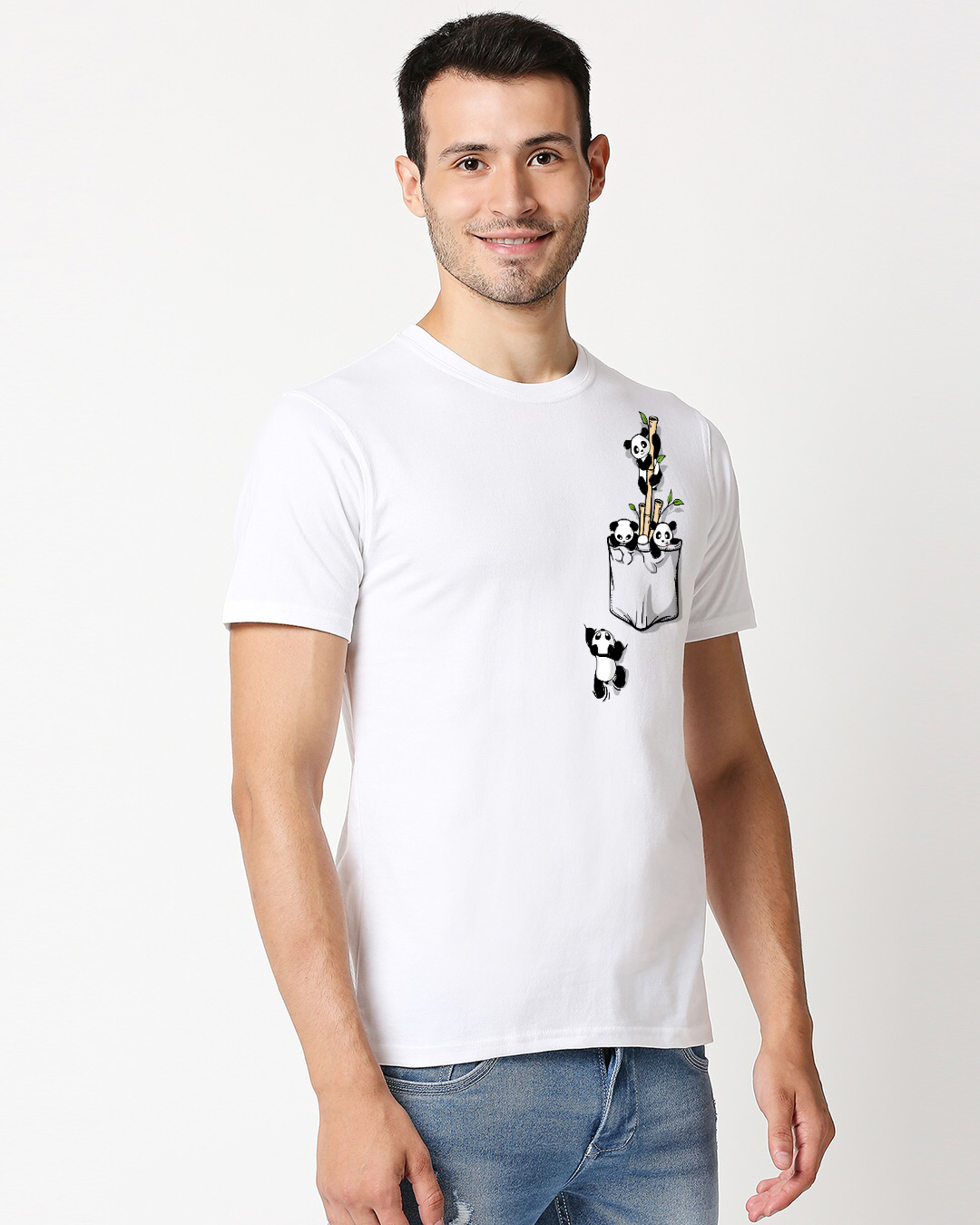 Shop Men's White Baby Panda Life Printed T-shirt-Back