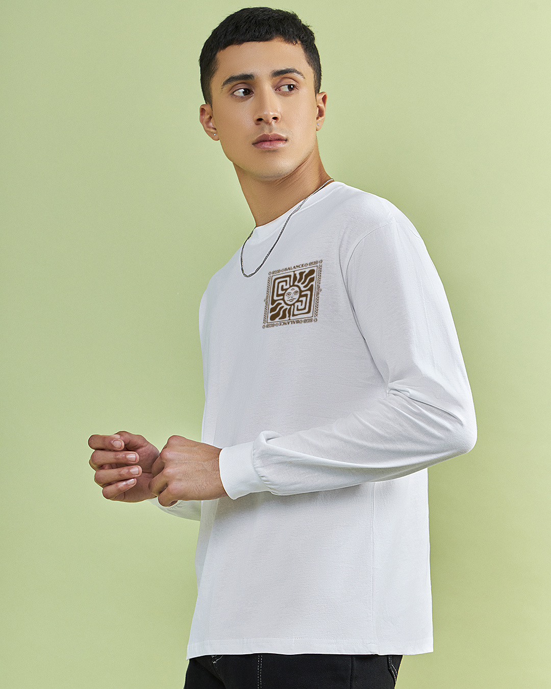 Shop Men's White Balance Graphic Printed Oversized T-shirt-Back