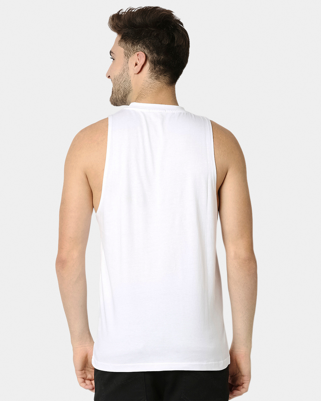 Shop Men's White Barbarian Deep Armhole Graphic Printed Vest-Back