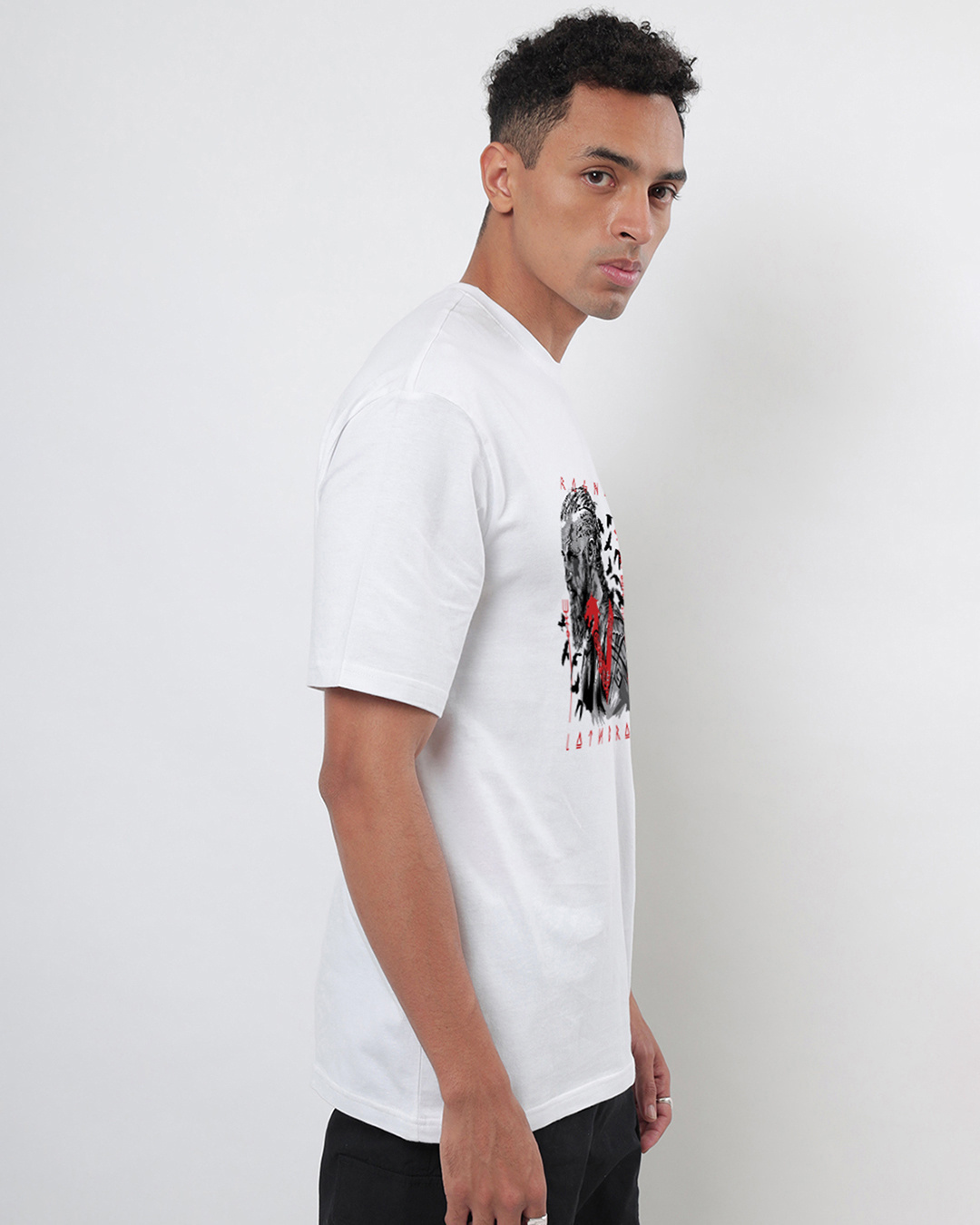 Shop Men's White Barbarian Graphic Printed Oversized T-shirt-Back