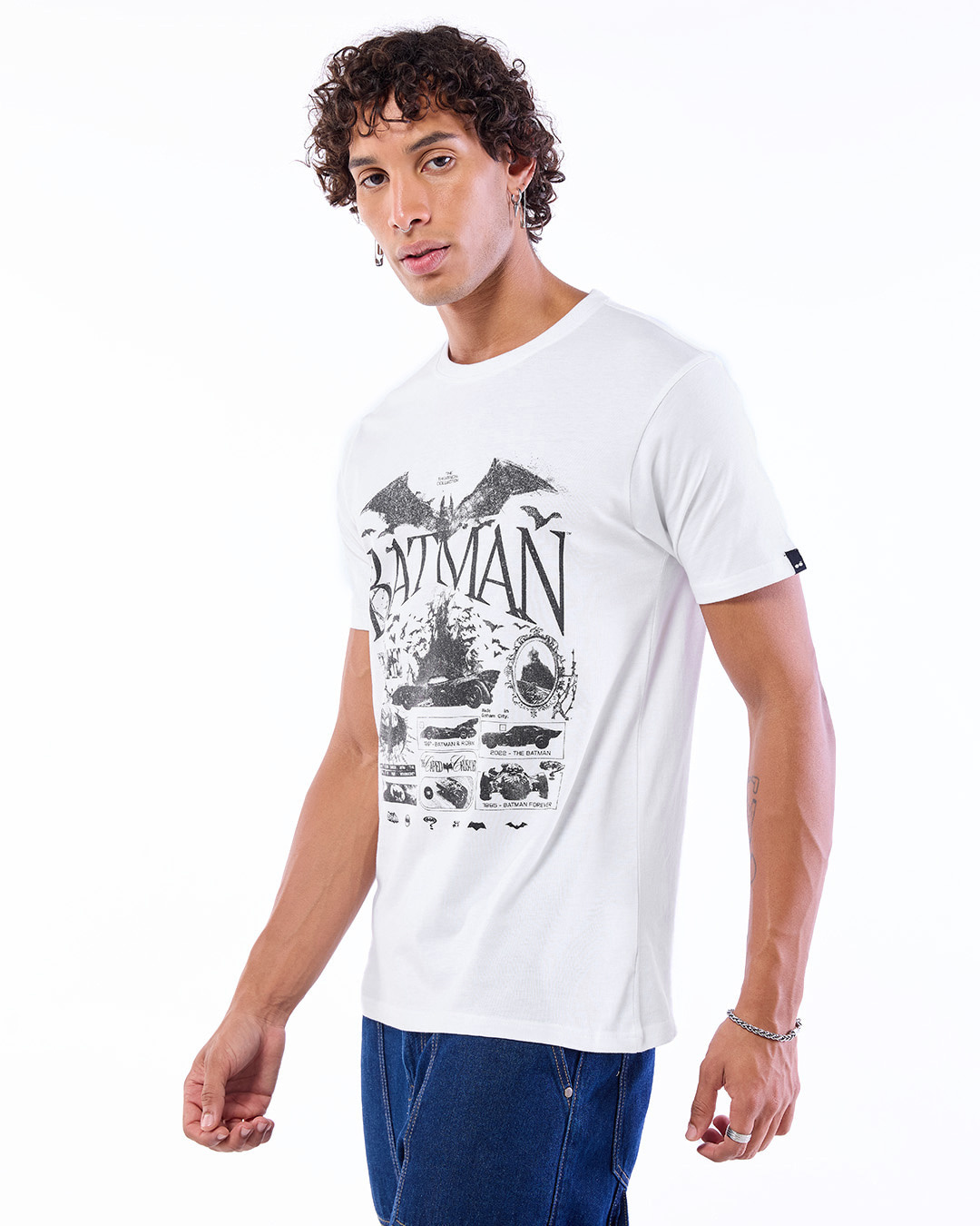 Shop Men's White Bat Knight Graphic Printed T-shirt-Back