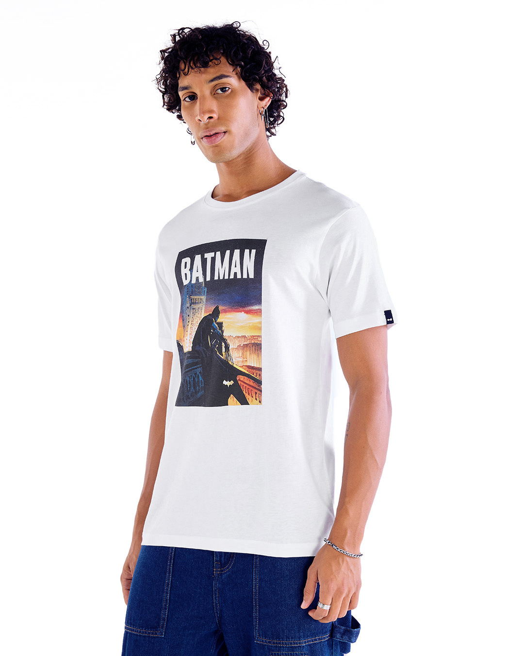 Shop Men's White Bat Poster Graphic Printed T-shirt-Back