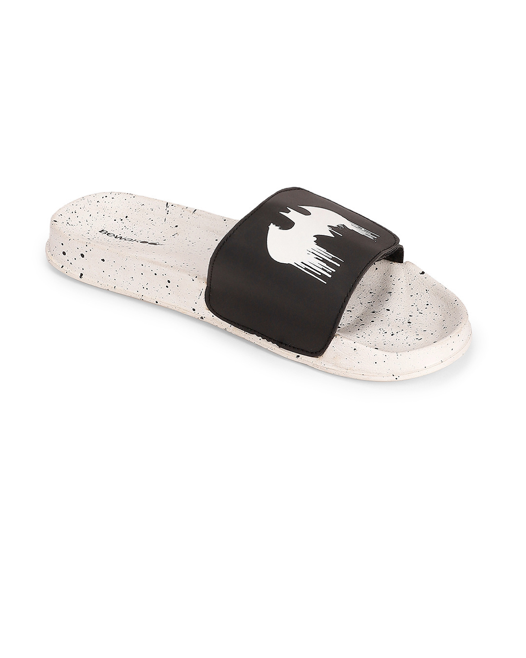 Shop Men's White Batman Dripping Logo Printed Velcro Sliders-Back