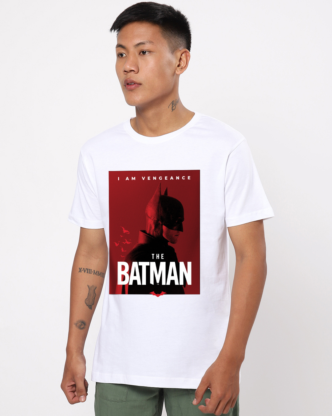 Shop Men's White Batman Poster Graphic Printed T-shirt-Back