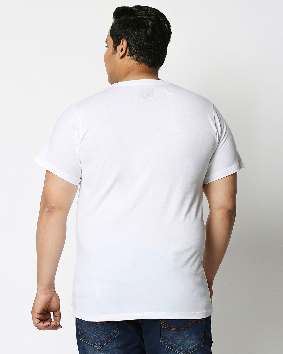 Shop Men's White Be A Rainbow Typogrphy Plus Size T-shirt-Back