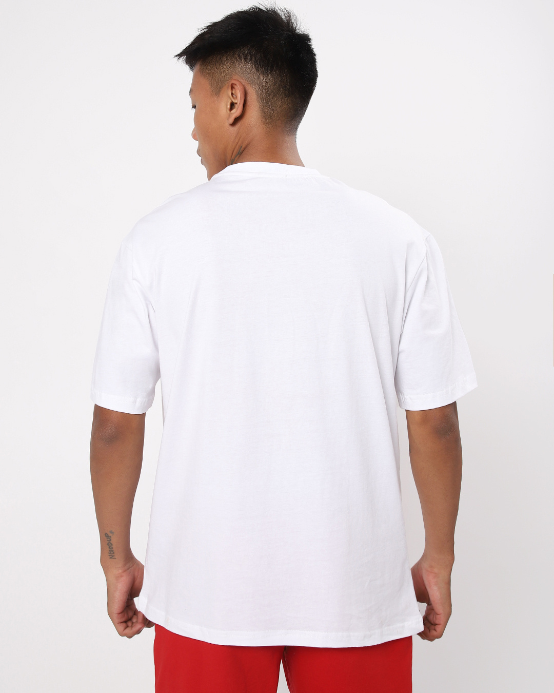 Shop Men's White Beast Mode Graphic Printed Oversized T-shirt-Back