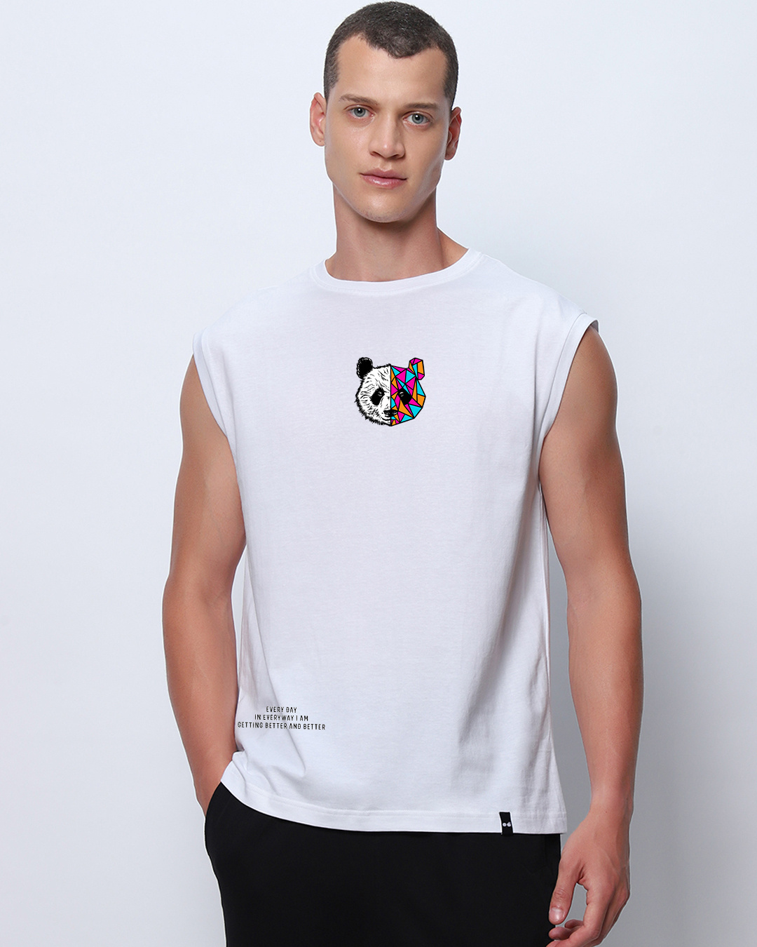 Shop Men's White Better & Better Graphic Printed Boxy Fit Vest-Back