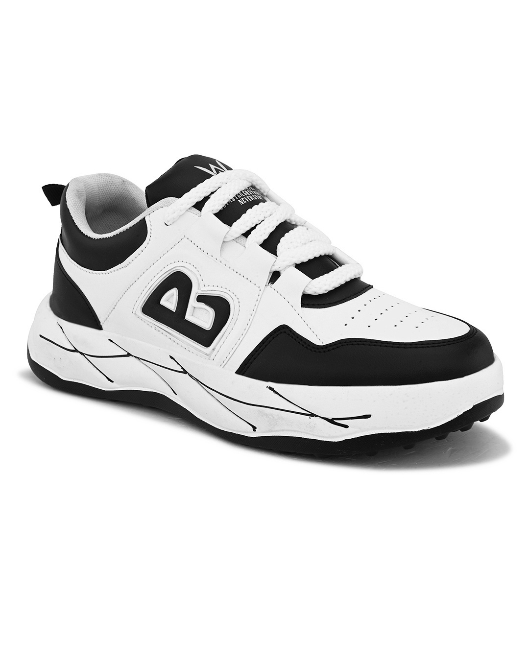 Shop Men's White & Black Color Block Sneakers-Back