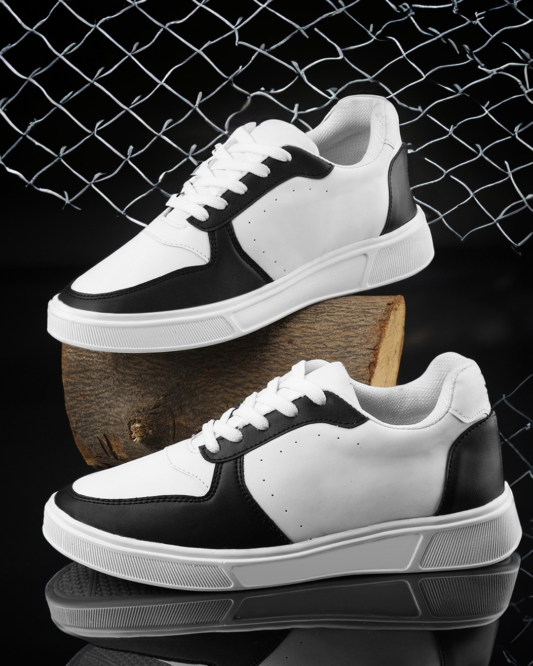 White Sneaker With Fabric Block