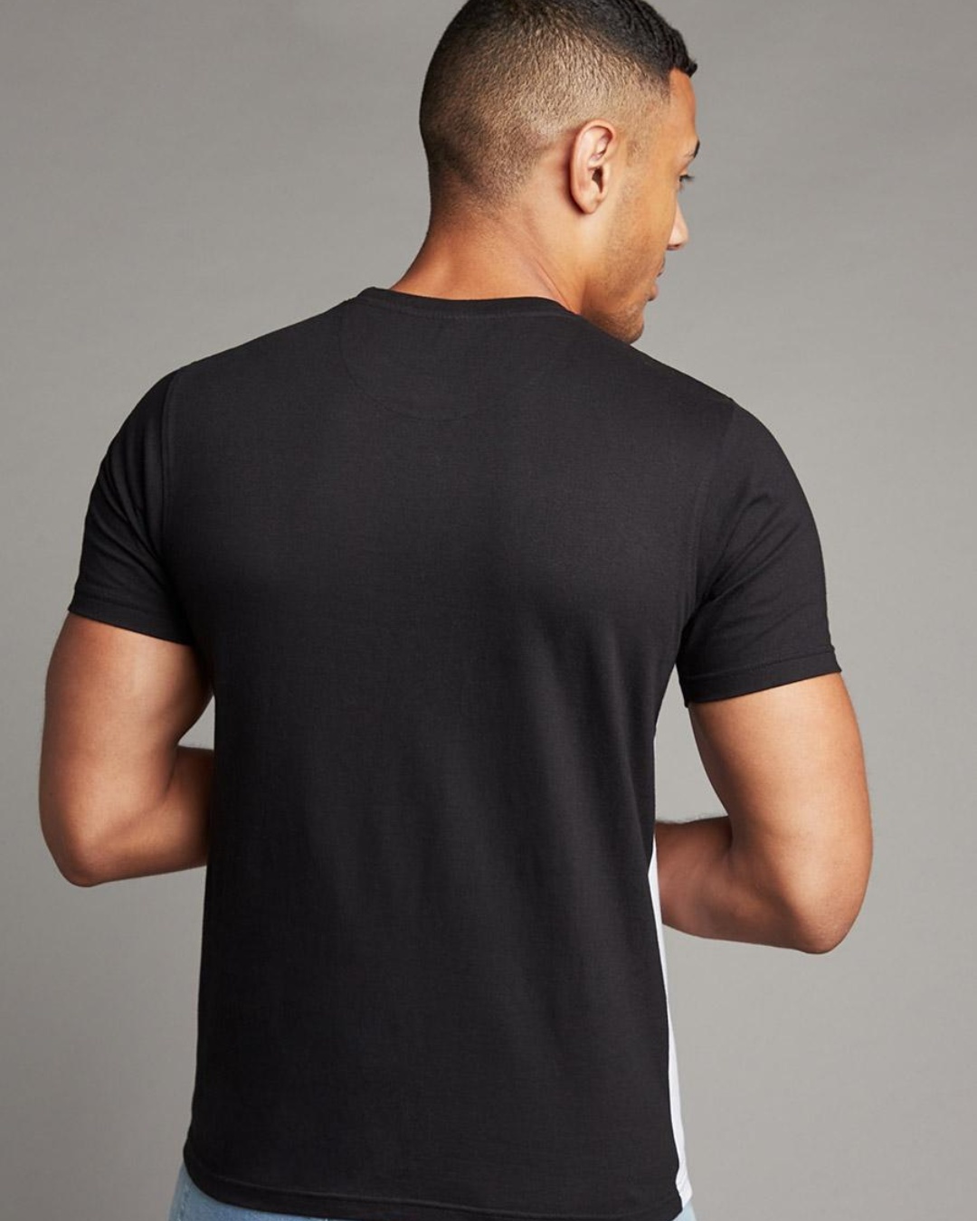 Shop Men's White & Black Color Block T-shirt-Back