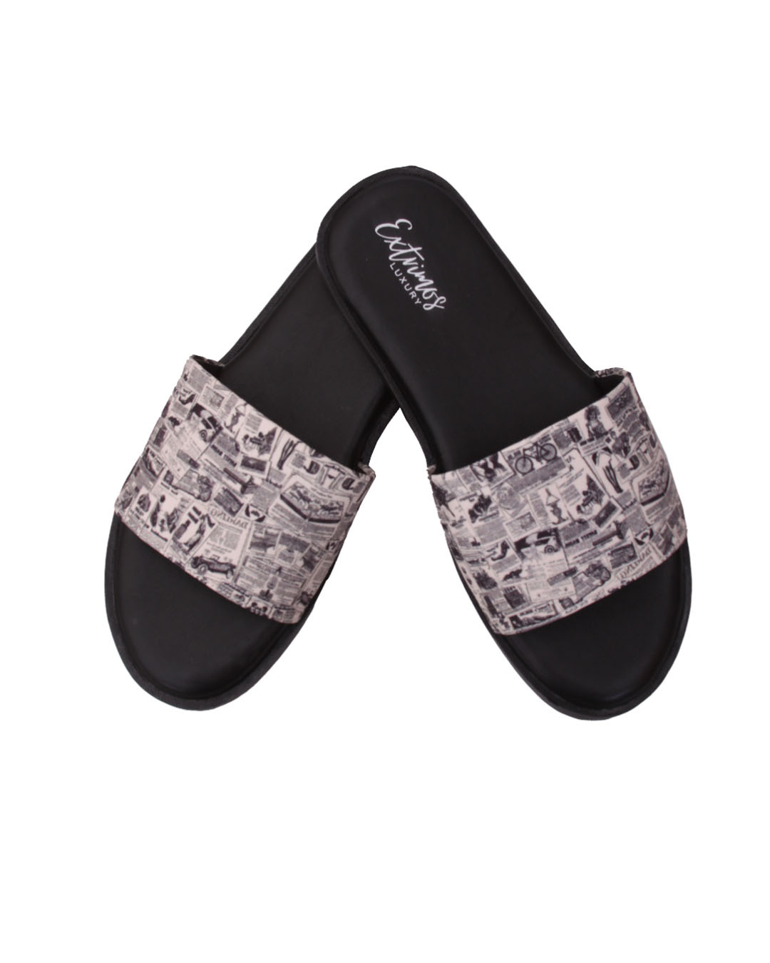 buy-men-s-white-black-newspaper-printed-sliders-online-in-india-at