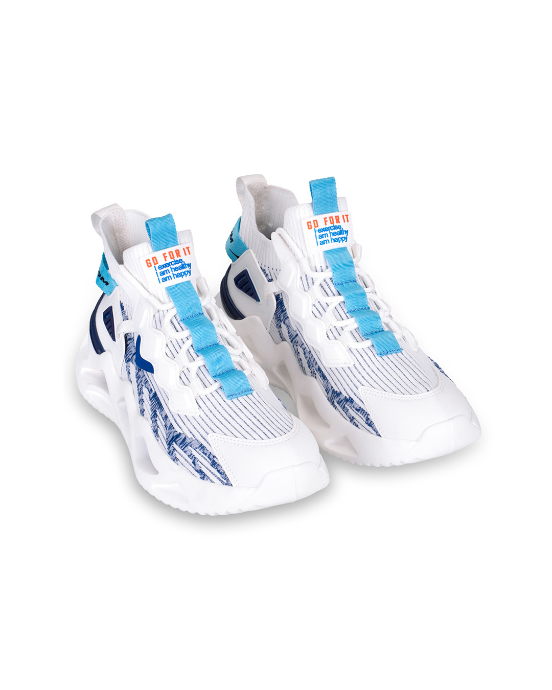 Shop Men's White & Blue Good Vibes Color Block Sneakers-Back