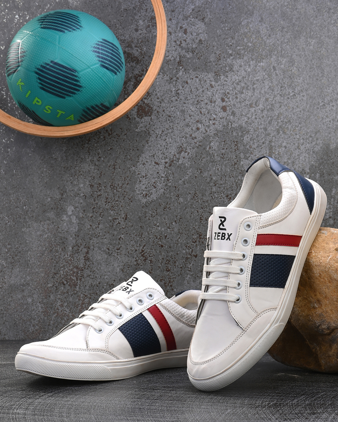 Buy Men's White & Blue Color Block Casual Shoes Online in India at Bewakoof