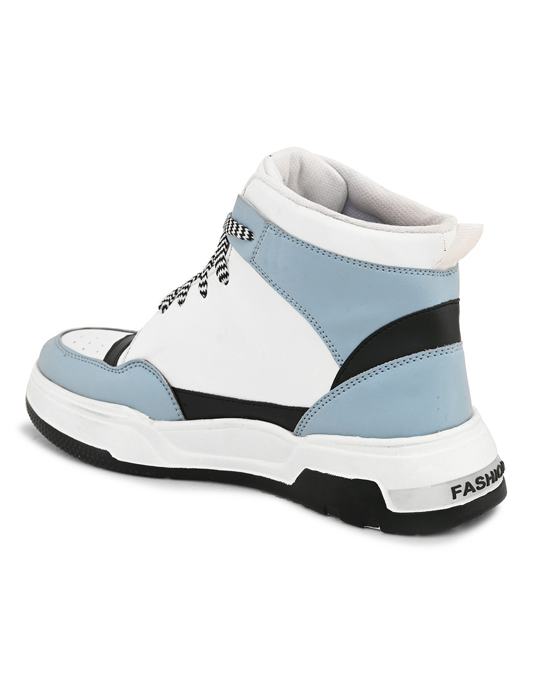Shop Men's White & Blue Color Block High-Top Sneakers-Back