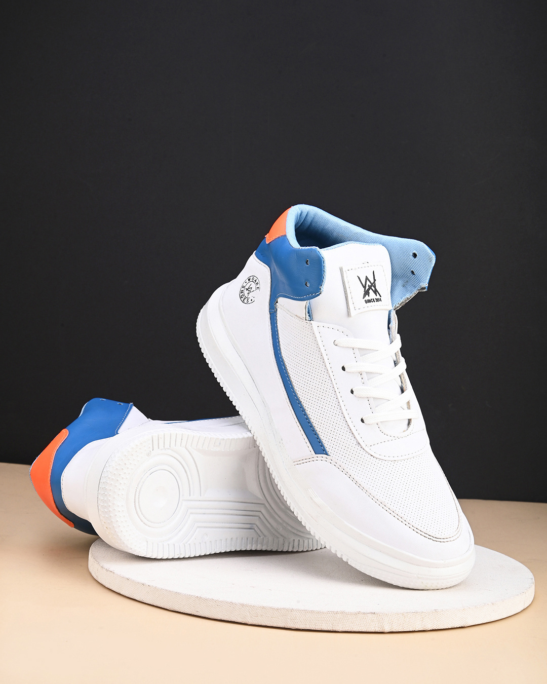 Buy Men S White Blue Color Block Sneakers Online In India At Bewakoof