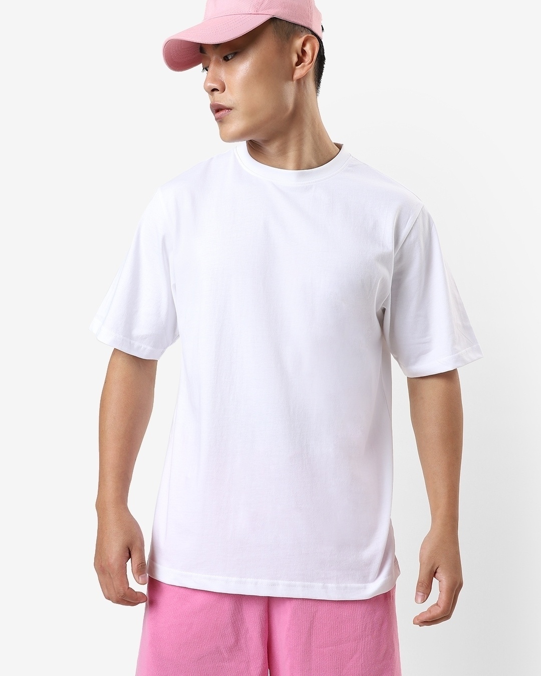 Shop Pack of 2 Men's White & Aqua Sky Blue Oversized T-shirt-Back