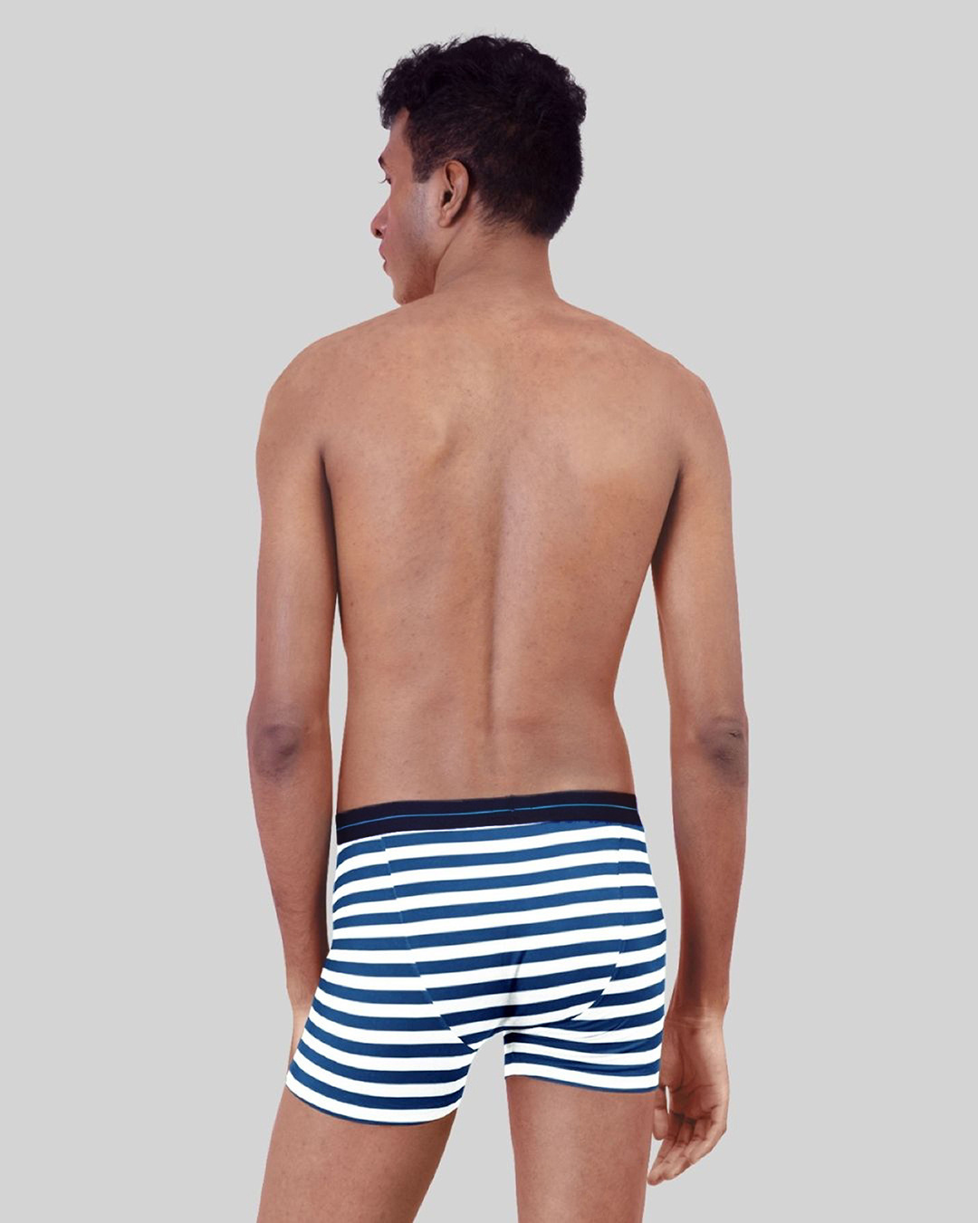Shop Men's White & Blue Striped Boxer Briefs-Back
