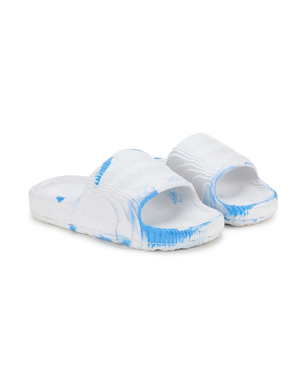 Shop Men's White & Blue Textured Sliders-Back