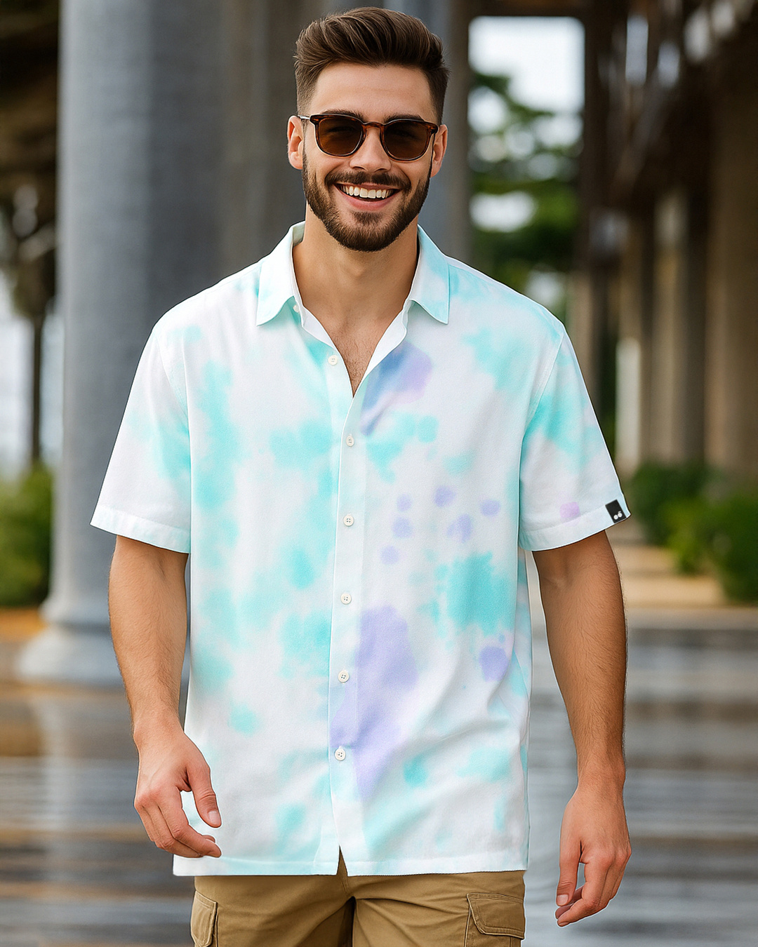 0401~HOMME PLUS cotton tie dye effect shirt main image 0