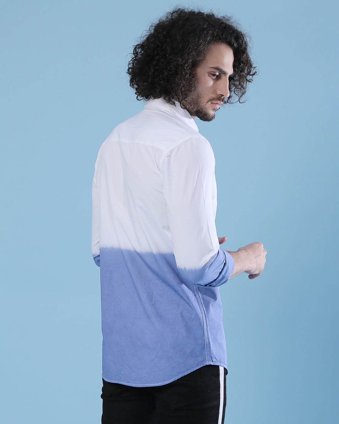 Shop Men's White & Blue Tie & Dye Regular Fit Shirt-Back