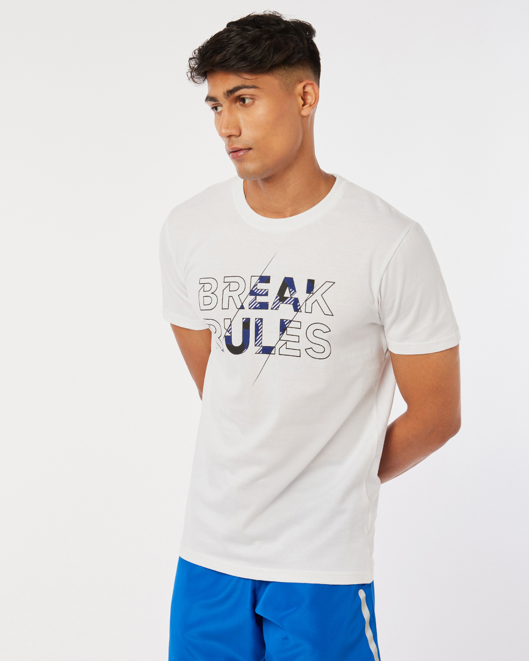 Shop Men's White Break Rules Typography T-shirt-Back