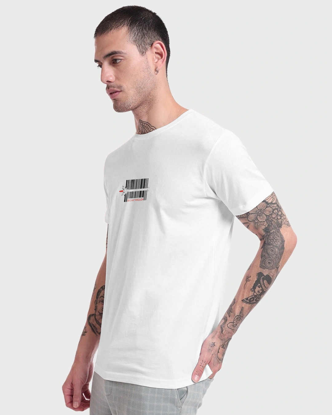 Shop Men's White Break Through Graphic Printed T-shirt-Back