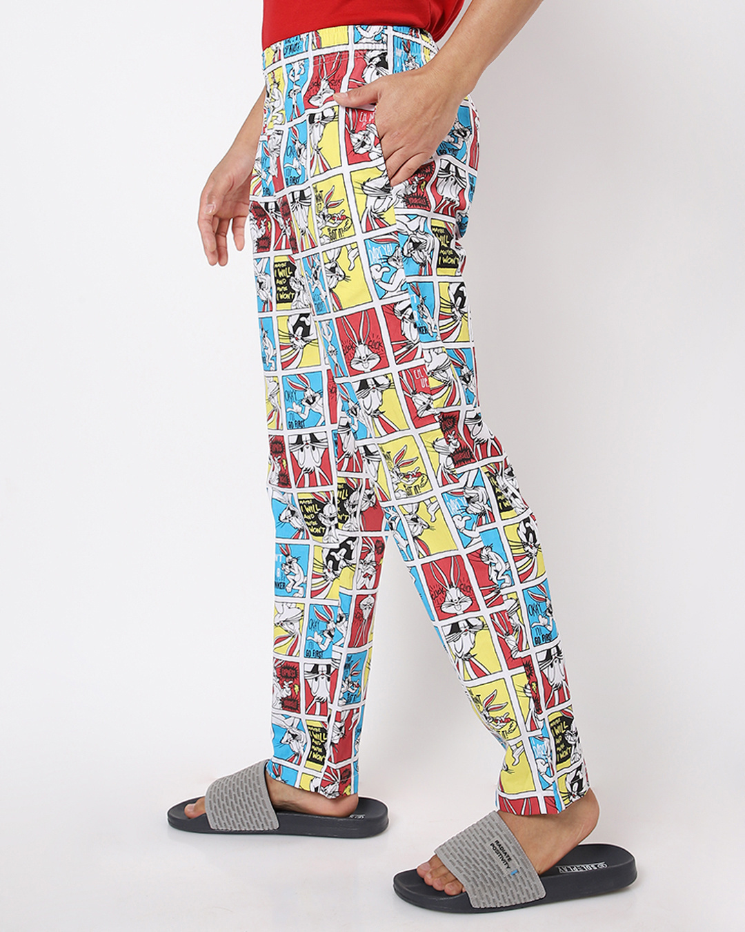 Shop Men's White Bugs Bunny All Over Printed Pyjamas-Back