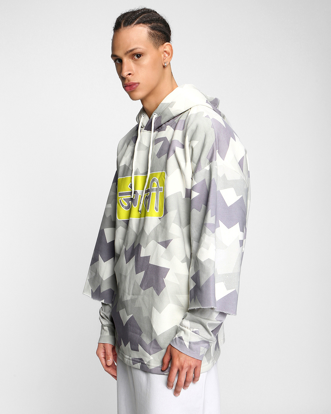 Shop Men's White Camo Oversized Hoodie-Back