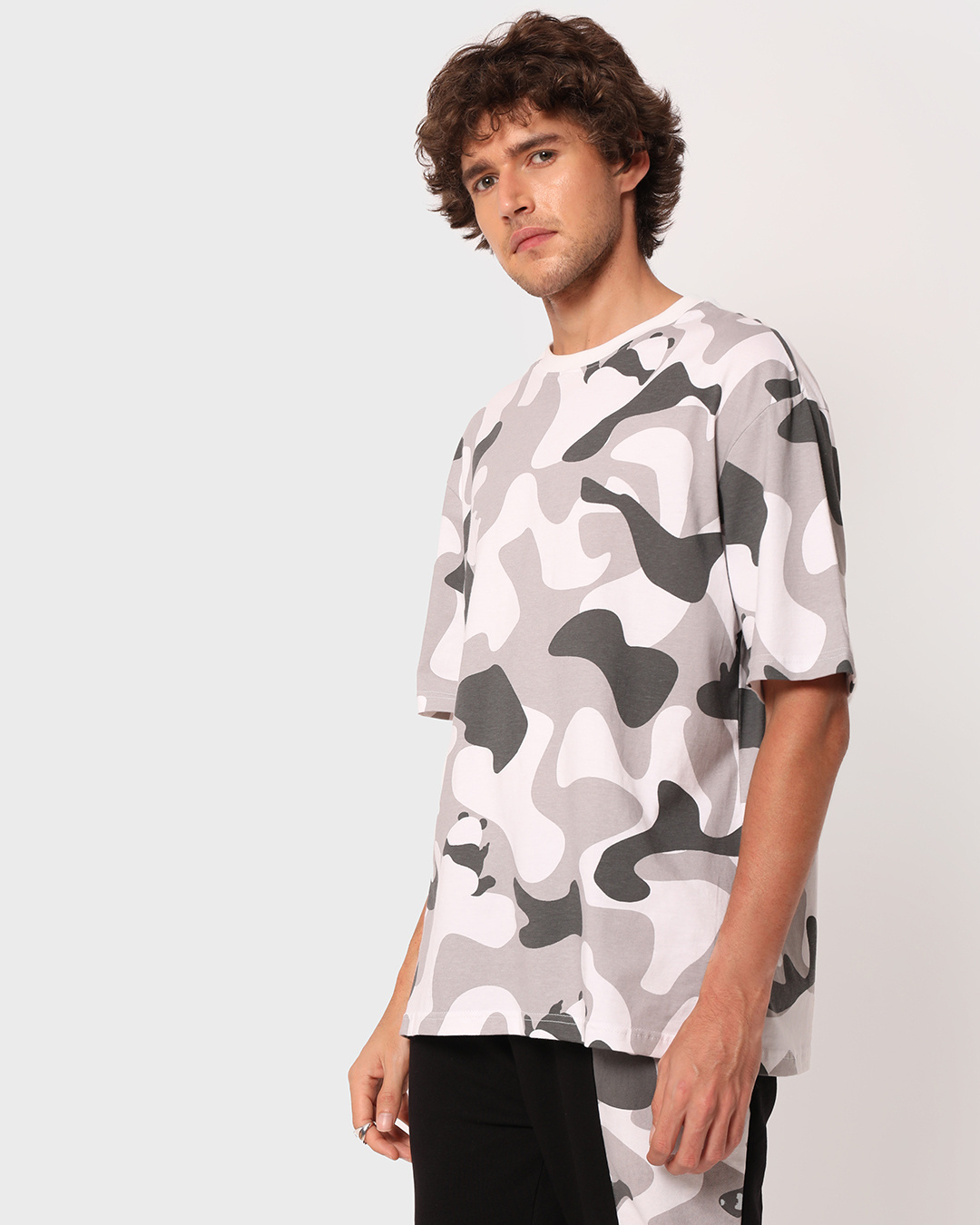 Shop Men's White Camo Oversized T-shirt-Back