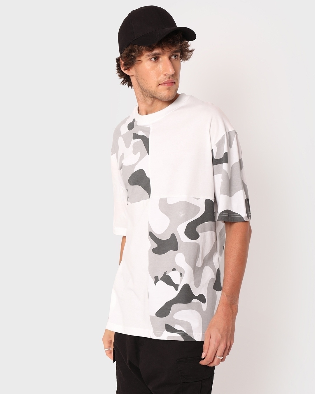Shop Men's White Camouflage Oversized T-shirt-Back