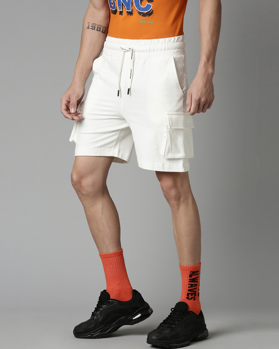 Shop Men's White Cargo Shorts-Back