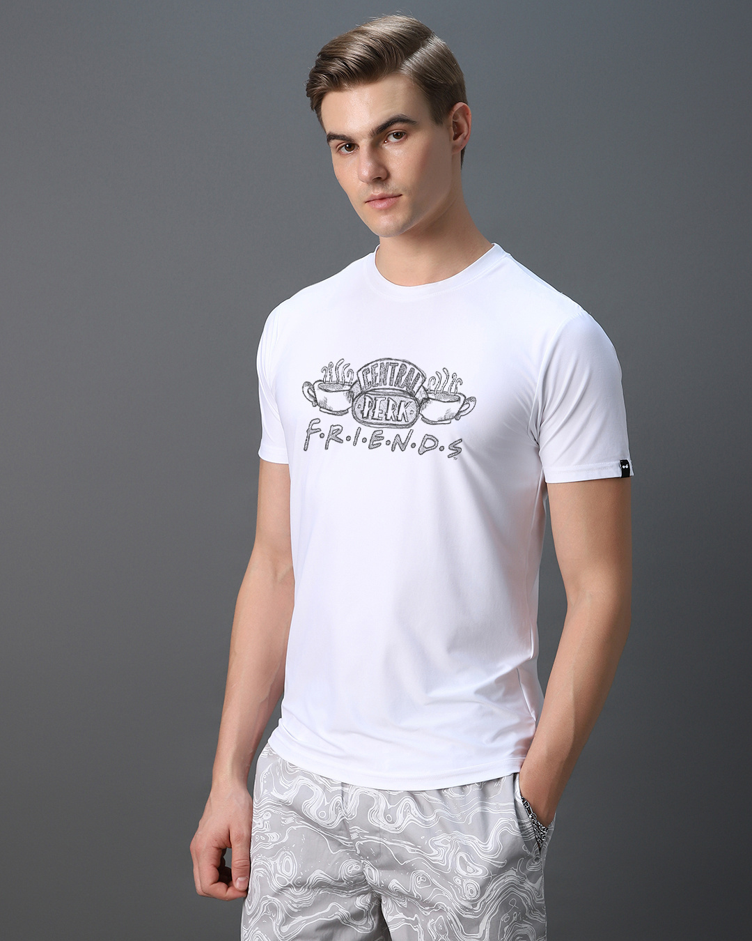 Shop Men's White Central Perk Graphic Printed T-shirt-Back